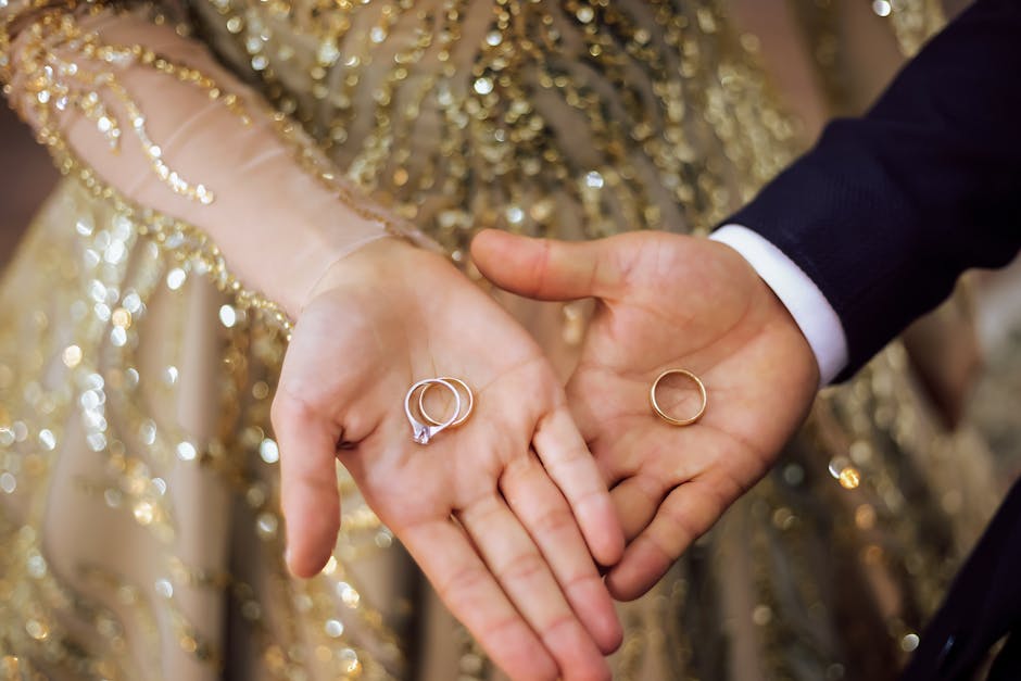Close up of beautiful wedding rings